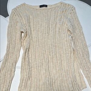 JLUXLABEL Cream Ribbed Knit Top